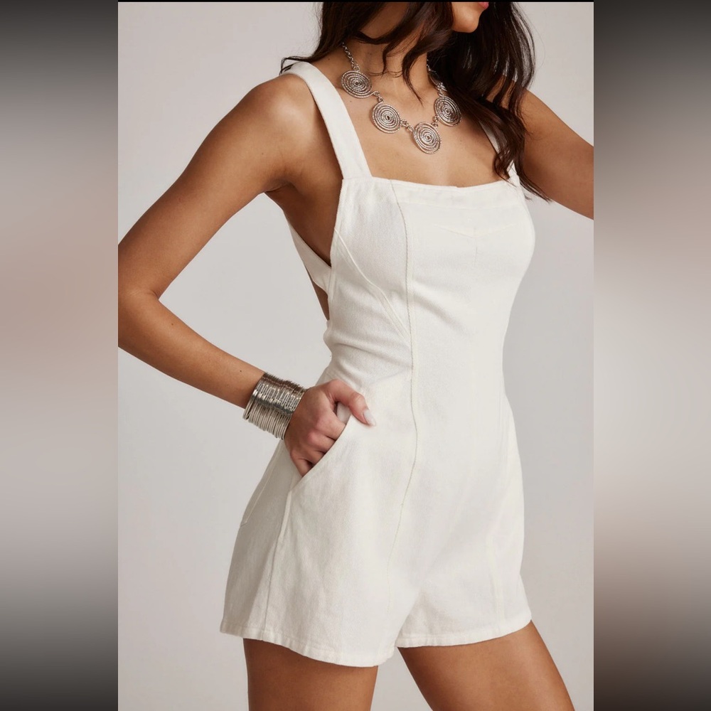 Winona White Denim Romper 12th Tribe